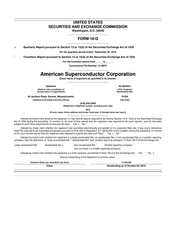 Vorschaubild American Superconductor Corporation 10-Q Quartalsbericht 2016 