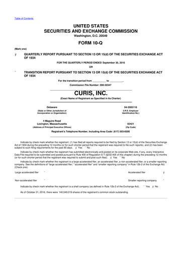 Thumbnail Curis 10-Q Quarterly Report FY2016 