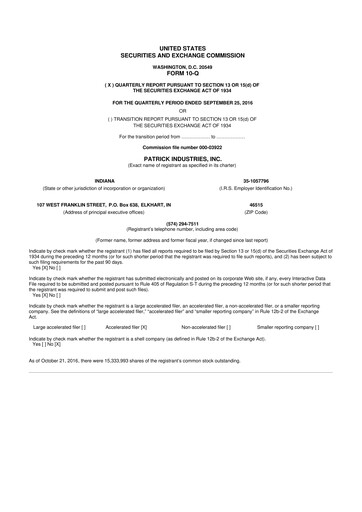 Thumbnail Patrick Industries 10-Q Quarterly Report FY2016 