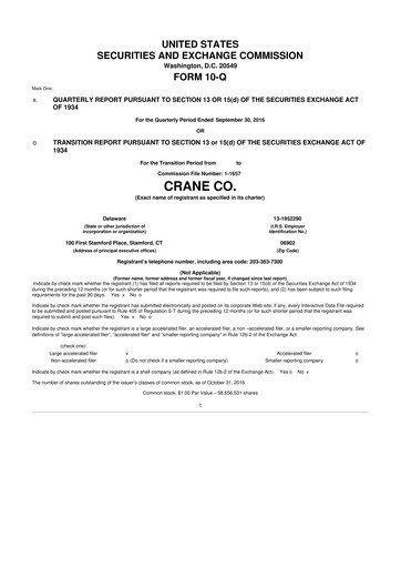 Thumbnail Crane NXT 10-Q Quarterly Report FY2016 
