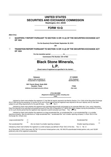 Thumbnail Black Stone Minerals
 10-Q Quarterly Report FY2016 