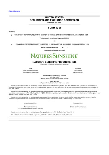 Thumbnail Nature's Sunshine Products 10-Q Quarterly Report FY2016 