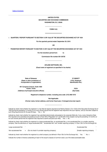 Miniature Upland Software
 10-Q Rapport trimestriel 2016 