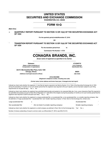 Thumbnail Conagra Brands
 10-Q Quarterly Report FY2017 