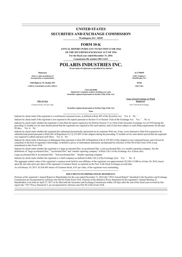 Thumbnail Polaris 10-K Annual Report 2016