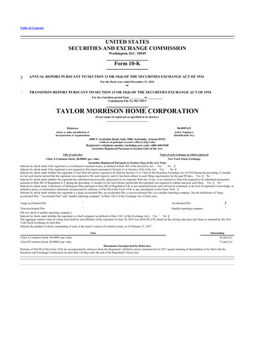 Thumbnail Taylor Morrison
 10-K Annual Report 2016