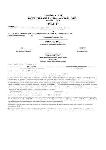 Miniature Block 10-K Rapport annuel 2016