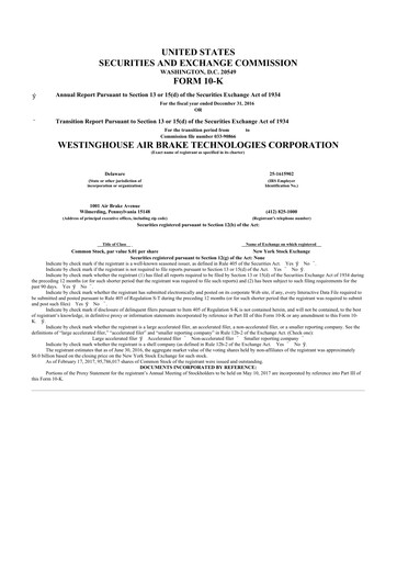 Thumbnail Wabtec 10-K Annual Report 2016