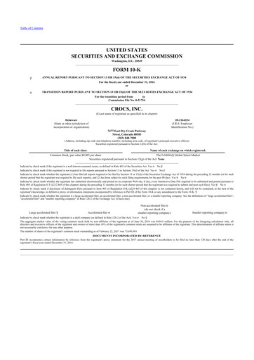 Thumbnail Crocs 10-K Annual Report 2016