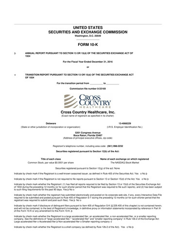 Thumbnail Cross Country Healthcare 10-K Annual Report 