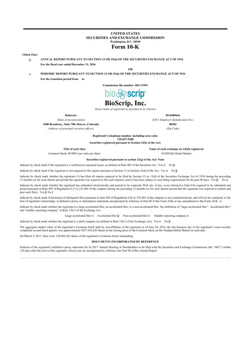 Thumbnail Option Care Health 10-K Annual Report 2016