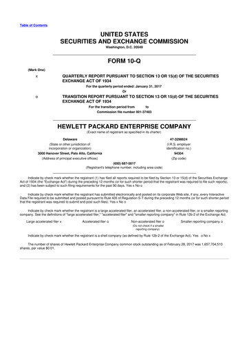 Thumbnail Hewlett Packard Enterprise 10-Q Quarterly Report FY2017 