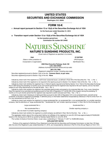 Thumbnail Nature's Sunshine Products 10-K Annual Report 2016