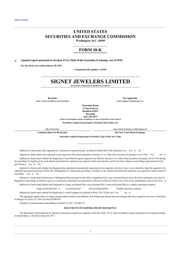 Thumbnail Signet Jewelers
 10-K Annual Report 2017