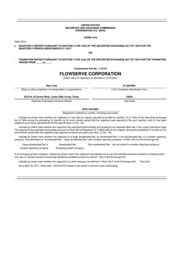 Thumbnail Flowserve
 10-Q Quarterly Report FY2017 