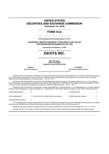 Thumbnail DaVita 10-Q Quarterly Report FY2017 