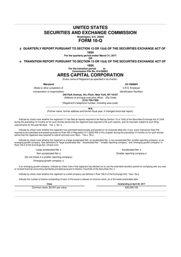 Thumbnail Ares Capital
 10-Q Quarterly Report FY 