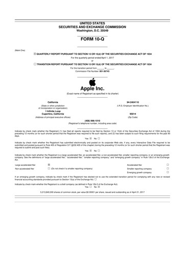 Miniature Apple 10-Q Rapport trimestriel 2017 