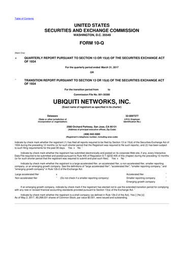 Thumbnail Ubiquiti 10-Q Quarterly Report FY2017 