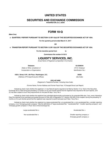 Miniature Liquidity Services
 10-Q Rapport trimestriel 2017 