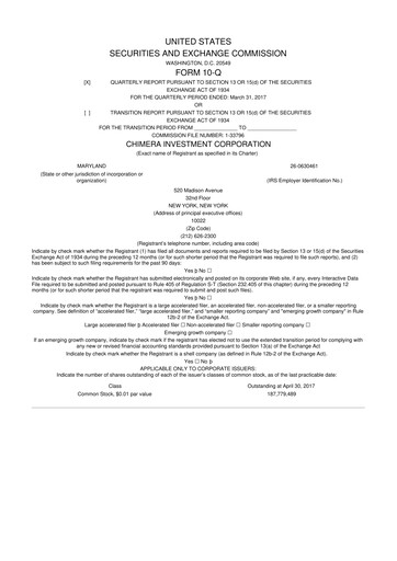 Thumbnail Chimera Investment Corporation 10-Q Quarterly Report FY2017 