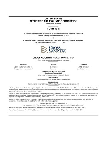 Thumbnail Cross Country Healthcare 10-Q Quarterly Report FY 