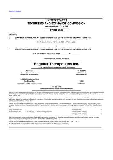 Thumbnail Regulus Therapeutics 10-Q Quarterly Report FY2017 
