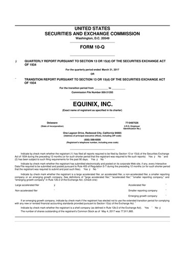 Thumbnail Equinix 10-Q Quarterly Report FY2017 