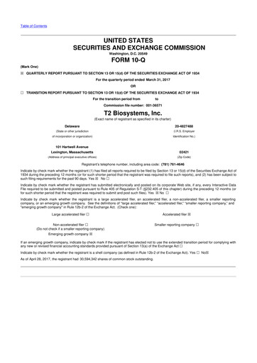Thumbnail T2 Biosystems
 10-Q Quarterly Report FY2017 