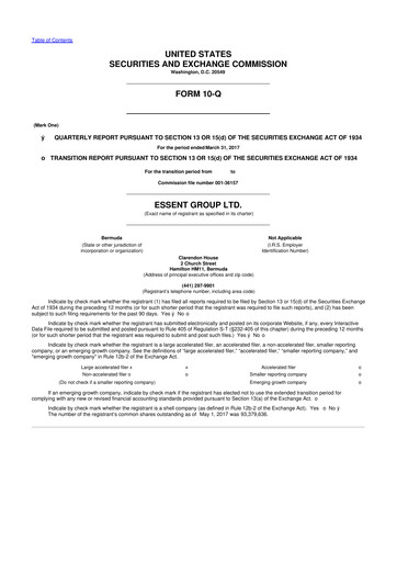 Thumbnail Essent Group 10-Q Quarterly Report FY2017 