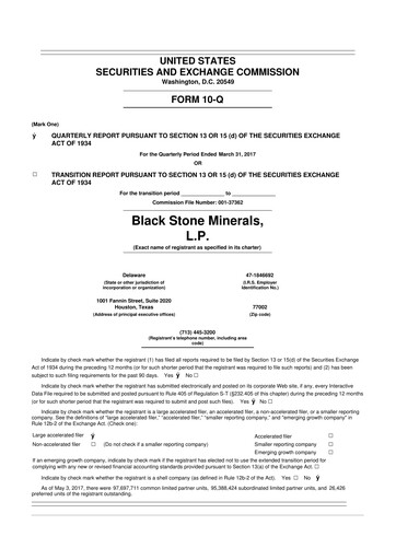 Thumbnail Black Stone Minerals
 10-Q Quarterly Report FY2017 
