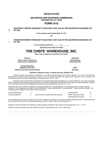 Thumbnail Chefs' Warehouse 10-Q Quarterly Report FY2017 