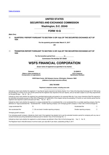 Thumbnail WSFS Financial 10-Q Quarterly Report FY2017 