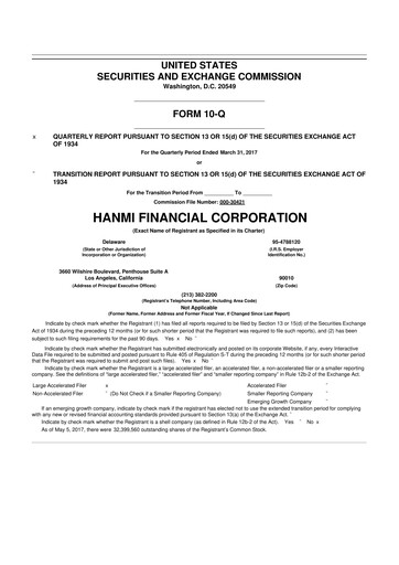 Thumbnail Hanmi Financial 10-Q Quarterly Report FY2017 