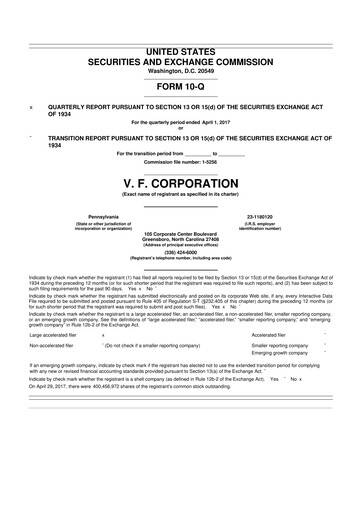 Vorschaubild VF Corporation 10-Q Quartalsbericht 2017 