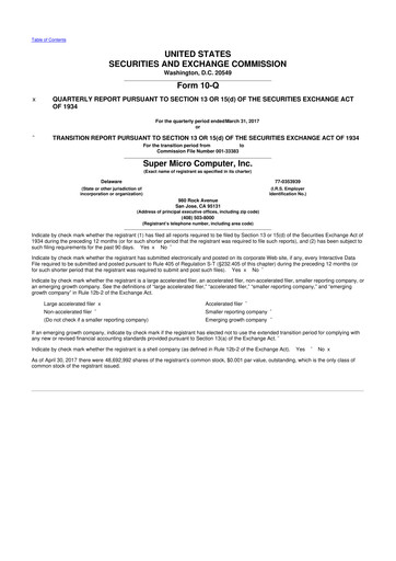 Thumbnail Supermicro 10-Q Quarterly Report FY2017 