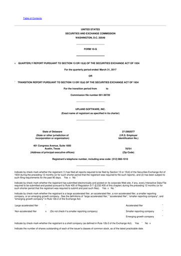 Miniature Upland Software
 10-Q Rapport trimestriel 2017 