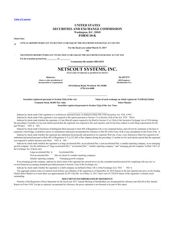 Thumbnail NETSCOUT 10-K Annual Report 2017