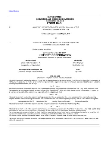 Thumbnail UniFirst 10-Q Quarterly Report FY2017 