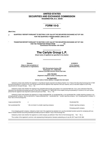 Thumbnail Carlyle Group 10-Q Quarterly Report FY2017 