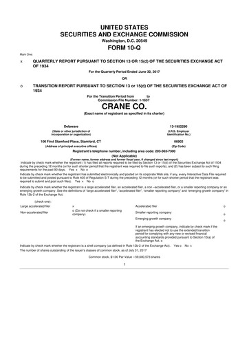 Thumbnail Crane NXT 10-Q Quarterly Report FY2017 
