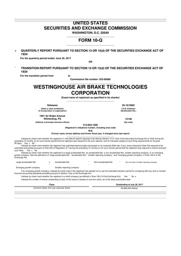 Miniature Wabtec 10-Q Rapport trimestriel 2017 
