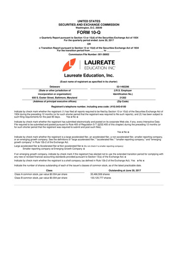 Thumbnail Laureate Education
 10-Q Quarterly Report FY2017 