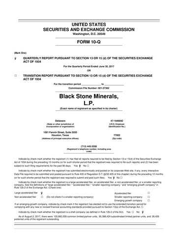Thumbnail Black Stone Minerals
 10-Q Quarterly Report FY2017 