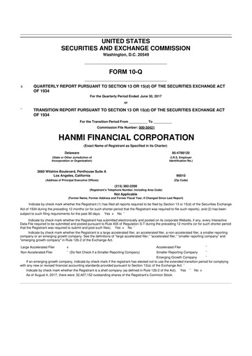 Thumbnail Hanmi Financial 10-Q Quarterly Report FY2017 