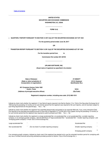 Miniature Upland Software
 10-Q Rapport trimestriel 2017 
