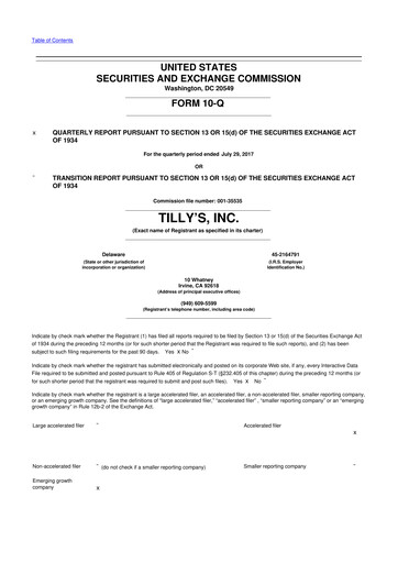 Thumbnail Tillys
 10-Q Quarterly Report FY2017 