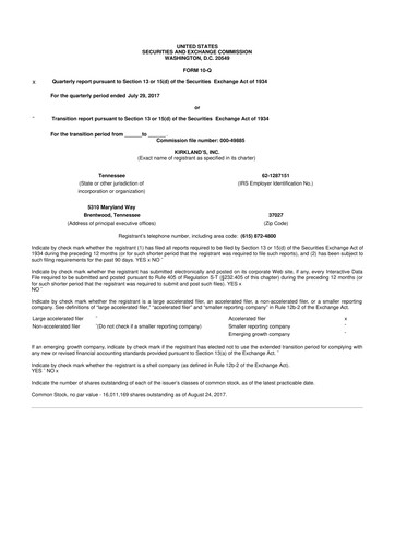 Thumbnail Kirkland's 10-Q Quarterly Report FY2017 
