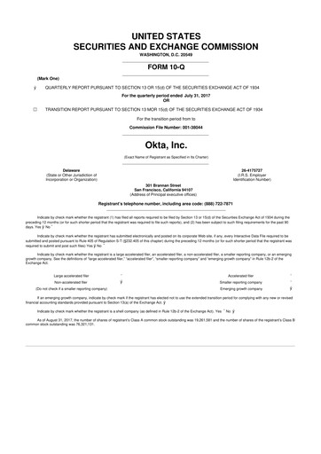 Thumbnail Okta 10-Q Quarterly Report FY2018 