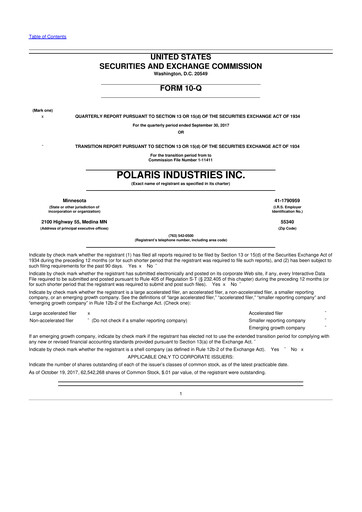 Thumbnail Polaris 10-Q Quarterly Report FY2017 